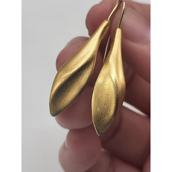 VTG MONET Brushed Gold Drop Earrings Classic - Picture 3 of 5